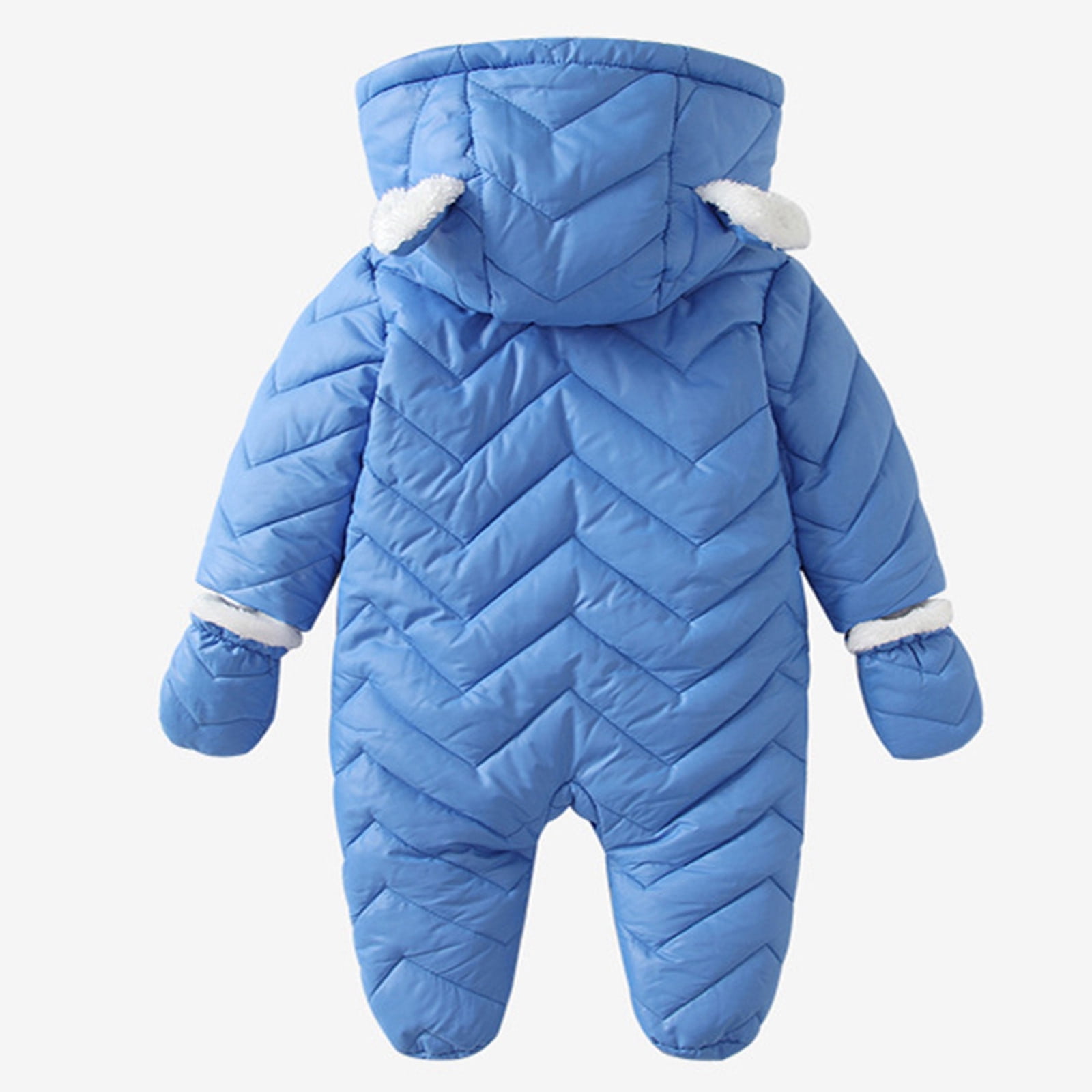 REDARER Boys Snowsuit Winter One-Piece Outfit Warm Insulated Snow Wear For Baby Toddler Cold Weather Outdoor Adventure,Color:Light Blue,Size:12-18 Months