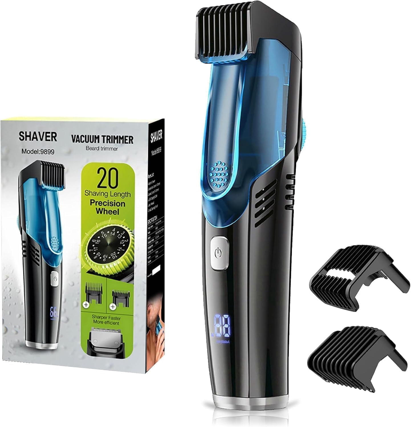 Vacuum Hair Clipper for Men - Automatic Hair Suction Cordless Rechargeable Beard Trimmer, Professional 20-Length Setting IPX6 Waterproof Electric Shaver for Head Facial Hair, Home Barber Kit (Grey)