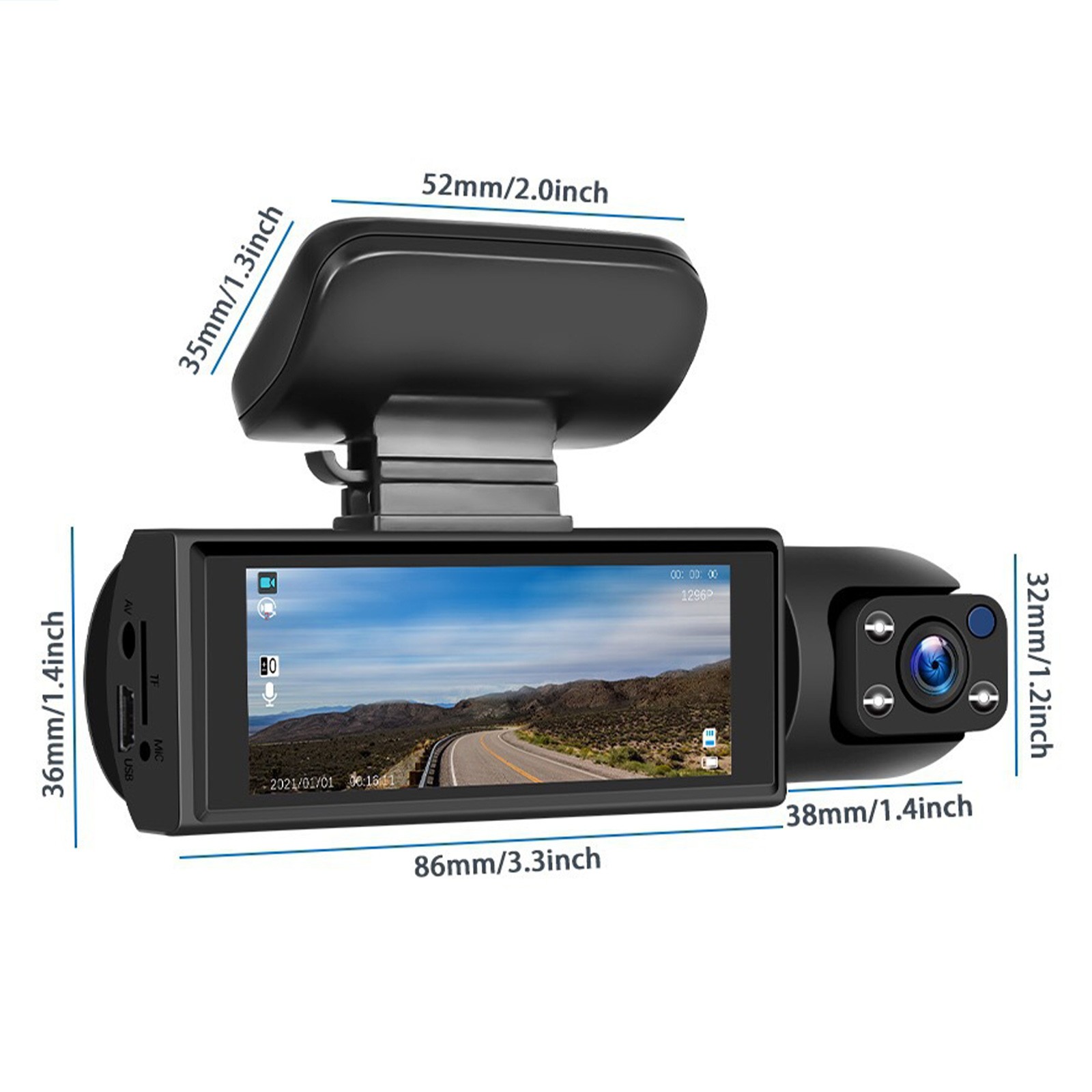 GENGEN Dash Cam, 1080P Full HD Dual Dash Cam Front and Inside, IR Night ...