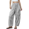 thumbnail image 2 of GUACER No Boundarie Gingham Plaid Pants for Women Casual Baggy Wide Leg Trousers Elastic Drawstring Waist Lightweight Summer Lounge Pants with Front Pockets, 2 of 5