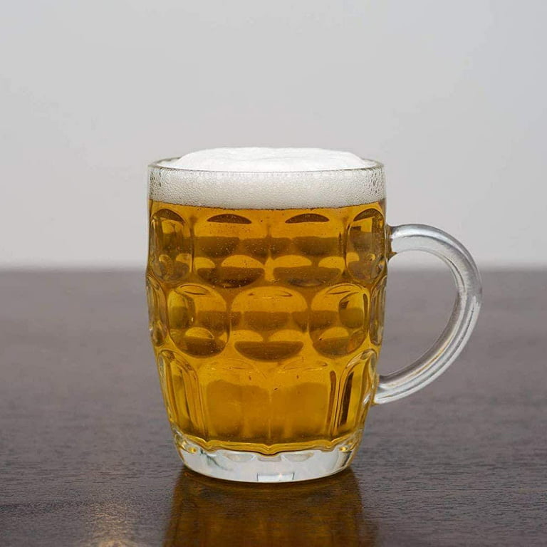 LavoHome 16 oz Clear Dimple Stein German Irish Beer Glass Mug With Large  Handle (Set of 6) 6Pack.2501.AramcoImports.BeerGlass - The Home Depot