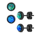 thumbnail image 1 of MoBody Created-Opal Round Stud Earrings Black Surgical Stainless Steel Womens Jewelry (2 Pairs - Green/Blue), 1 of 1