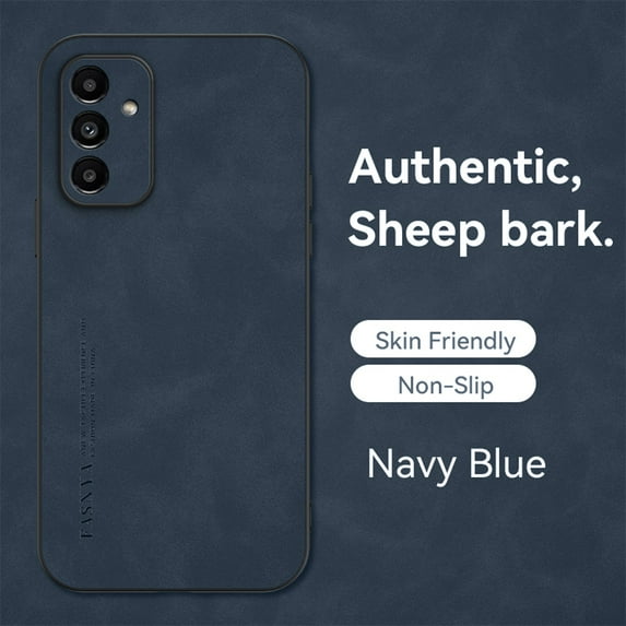 ELEHOLD Leather Case for Samsung Galaxy A34 5G,Luxury Sheepskin Comfortable Grip All-inclusive Lens Protection Soft Edge Shockproof Slim Case for Samsung A34 5G,BNavyblue