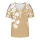 thumbnail image 4 of Algodón Fuera Del Hombro Tops para las Mujeres Blusas de Impresión de Manga Corta Cuello en V Top de Moda, Blusa de Verano Casual, 4 of 7