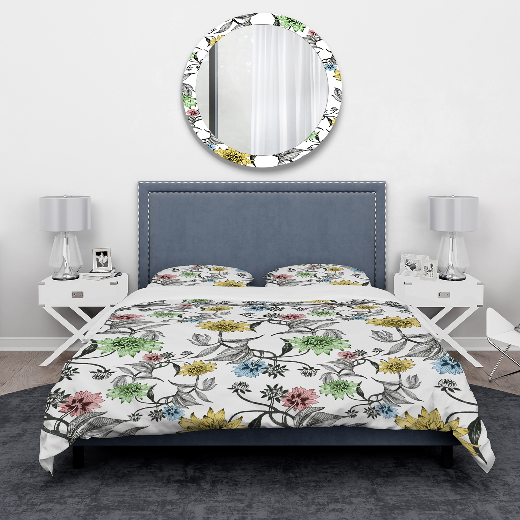 Designart 'Hand Drawn Summer Flowers' Modern & Contemporary Duvet Cover Set