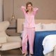 thumbnail image 1 of Pijama de seda madura de manga larga con encaje sexy para primavera y otoño, ropa de hogar para mujer, conjunto de pijama de talla grande, 1 of 6