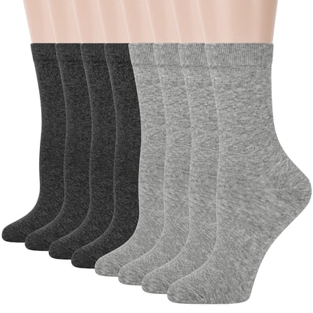 Loritta Women Crew Socks, Soft Cotton Dress Socks Pack Athletic Socks for Women, Size 9-11, 8 Pairs