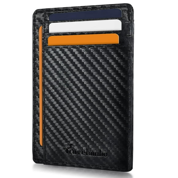 Cartera Travelambo Slim de piel con bloqueo RFID de 8 cm x 10 cm