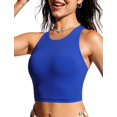 thumbnail image 1 of Top de Bikini CRZ YOGA Racerback con Relleno y Cuello Alto Azul Talla L, 1 of 3