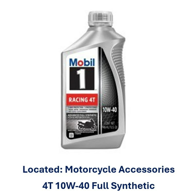 Mobil 1 Racing 4T Full Synthetic Motorcycle Oil 10W-40, 1 Quart 