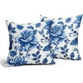 thumbnail image 2 of Chinoiserie Outdoor Pillow Cover 20x20 Inch Set of 2 Blue and White Floral Throw Pillow Covers Farmhouse Flower Pillowscase Linen Square Cushion Covers for Sofa Couch Bedroom Home Decoration, 2 of 6