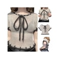 thumbnail image 6 of Biekopu Women Short Sleeve Knitted Tops Summer Drawstring Bandage Basic Crop T-shirts, 6 of 6