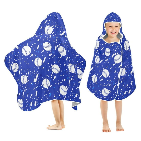 joogoo Baseball Art Pattern Kids Hooded Beach Towel Baby Bath Towel 23.5"x50"