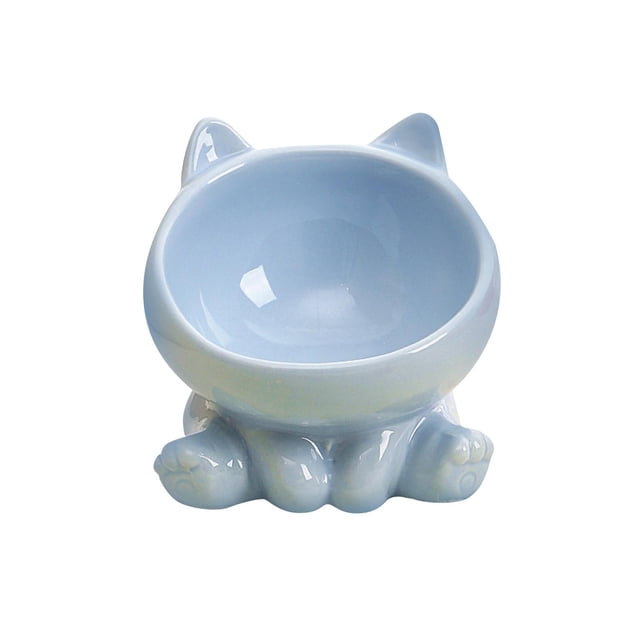 Comedero de cerámica para gatos jinwen antideslizante azul