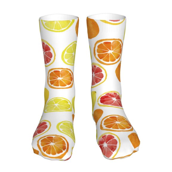 Uemuo Lemon Orange for 16in Socks, Cotton Socks Sports Socks Knee High Socks Comfortable Socks For Men, Women