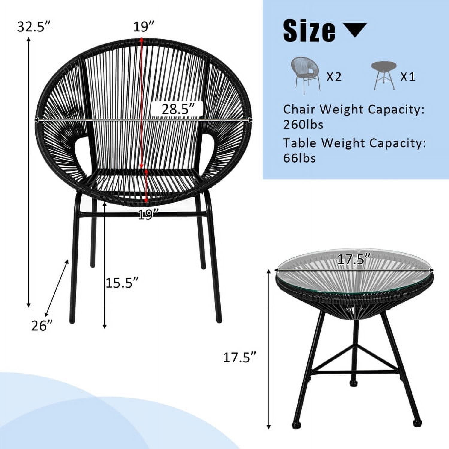 Aimee Lii 3 Pieces Patio Furniture Bistro Set with GlassTable, Small Patio Set, Black Aimee Lii 3 Pieces Patio Furniture Bistro Set with GlassTable, Small Patio Set, Black