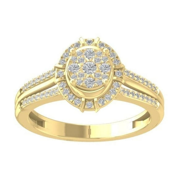 ARAIYA FINE JEWELRY 10K Yellow Gold Diamond Composite Cluster Ring (1/3 cttw, I-J Color, I2-I3 Clarity) Size 5.5