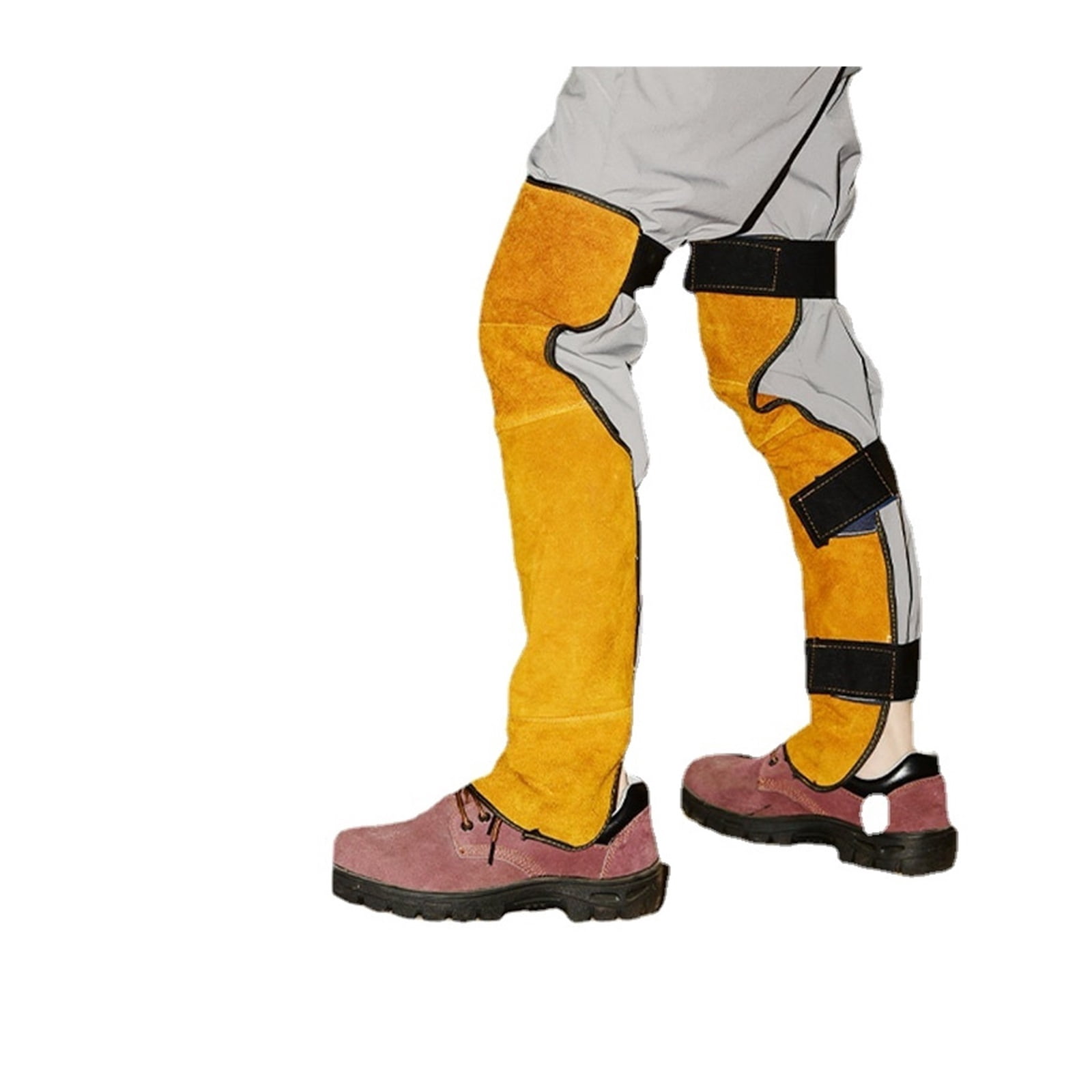 Long Velcro Welding Cover Shank Knee Pads Anti Scalding Flame Retardant Welder Leather Protection Leg Guards