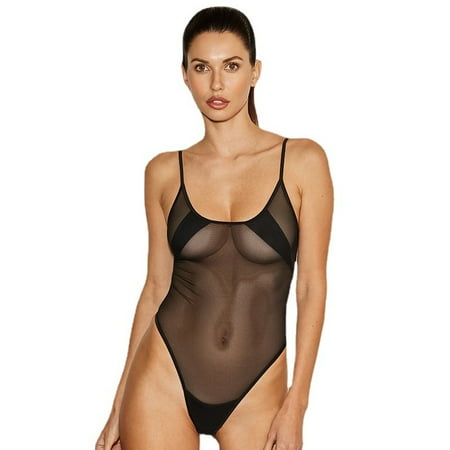 

Women s Mesh See-Through Sling Bodysuit Sexy Lingerie Black See-Through Mesh Bodysuit