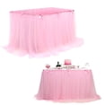 thumbnail image 2 of Jupe de Table en Tulle pour Tables Rectangulaires Rondes Décorations de Fête, Nappe en Polyester Réutilisable pour Mariage Anniversaire, Jupe de Table Tutu pour Banquet Buffet Événements de Remise des Diplômes, 1 X Jupe de Table, 2 of 9