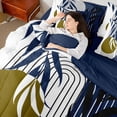 thumbnail image 4 of Homewish Botanical Plants Leaves Twin Bedding Sets 7-Piece for Female Men Women,Retro Vintage Aesthetic Bedding Comforter Set Microfiber,Mid Century Stripes Breathable Sheet Sets, 4 of 8
