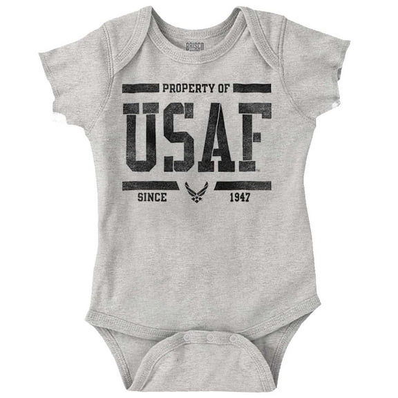 US Air Force Property of USAF Romper Boys or Girls Infant Baby Brisco Brands 12M