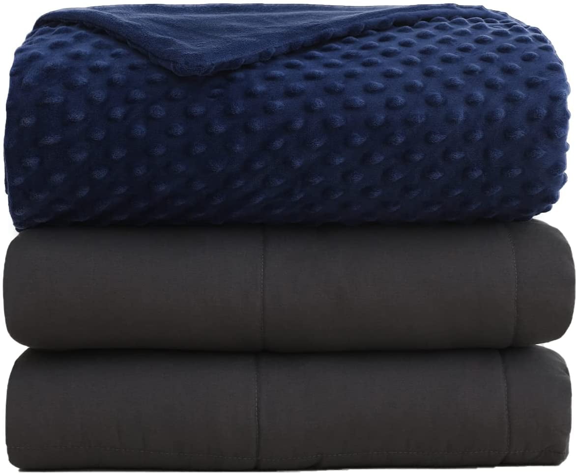 Weighted Blanket King Size (Dark Grey, 80"x87", 30 lbs) with Removable