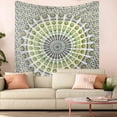 thumbnail image 4 of Bless International Indian hippie Bohemian Psychedelic Golden Blue Peacock Mandala Wall hanging Bedding Tapestry (Yellow Green, King (88x104Inches)(225x265Cms)), 4 of 5