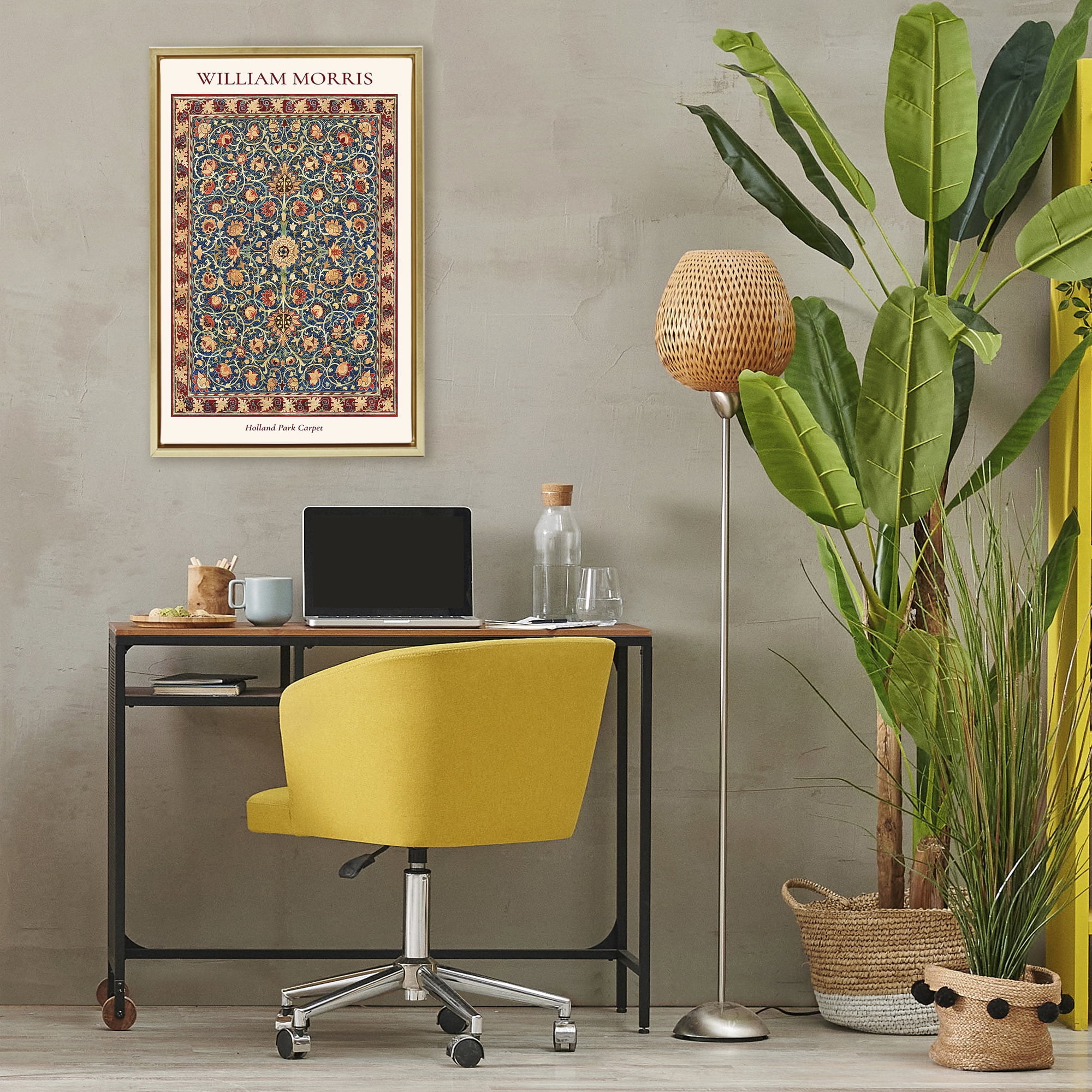 Stupell Industries Holland Park William Morris Design Gold Framed Floater Canvas Wall Art, design by Vintage Hustle