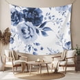 thumbnail image 2 of Blue Floral Art Tapestry for Bedroom Wall Hanging Tapestry, Watercolor Botanical Spring Flowers Ceiling Backdrop Tapestries Poster Blanket Wall Decor for Teens Room Living Room Dorm 51" x 59", 2 of 8