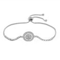 thumbnail image 1 of Moda encantadora ajustable mujeres simplicidad redonda circón plateado pulsera brazalete joyería regalo, 1 of 1