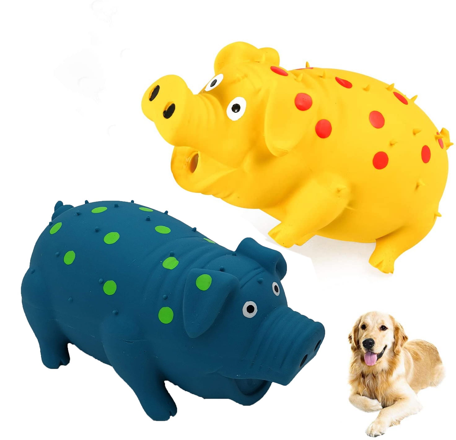 POPLAY Squeaky Pig Dog Toys, Blue Latex Grunting Pig Dog Toy Anxiety Relief for Dog Puppy Chew Toys,Dog Squeeze Toy