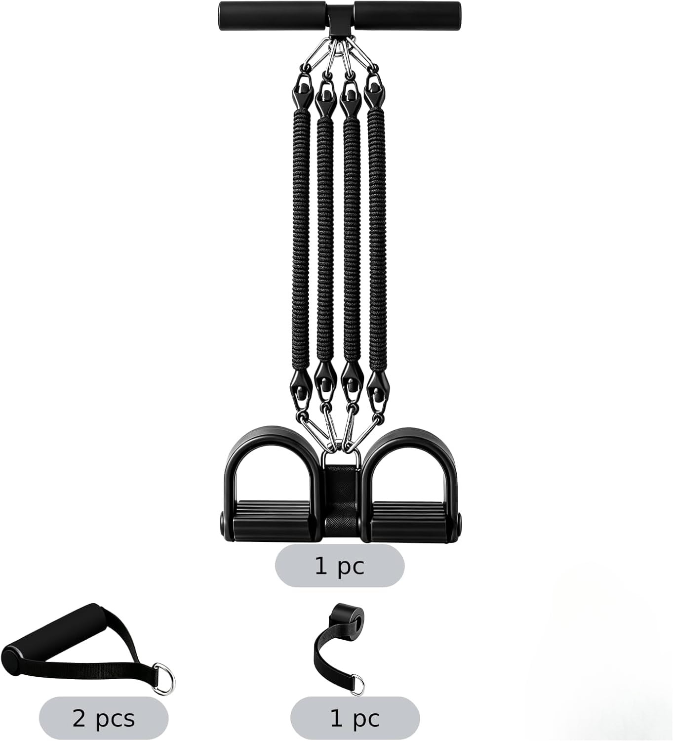100 Pound Adjustable Resistance Pedal Puller Resistance Bands with Handles, Chest Expander, Roller & Storage Bag, Multi-Functional Workout Equipment for Home Abs Bodybuilding