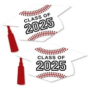Big Dot of Happiness Grad Baseball - Grad Cap Decorations DIY 2025 Graduation Party Large Party Essentials - Set of 20