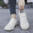 thumbnail image 5 of DLWKIPV Breathable Knit Sneakers for Women - Lightweight Lace-Up Comfort Shoes for Daily Walking & Casual Wear(white,7), 5 of 6