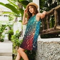 thumbnail image 2 of Honeii Colorful Rainbow Glitter Print Women's Sleeveless Dress, Loose Fit Casual Dress for Women, Summer Fashion Dress, 2 of 7