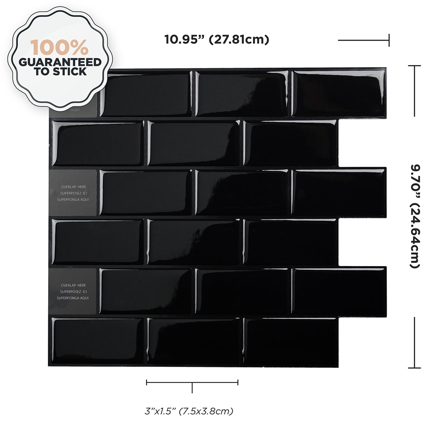 XUANINY Lot De 7 Feuilles De Carreaux De Dosseret à Décoller Et à Coller, Autocollants En Faux PVC Pour Cuisine, Salle De Bain, Chambre à Coucher, Buanderie (7, Imitation Marbre Noir