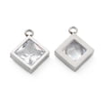 thumbnail image 2 of 304 Stainless Steel Rhinestone Pendant Rhombus Crystal Stainless Steel Color 15x12x4mm Hole: 1.8mm, 2 of 3