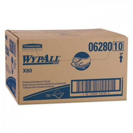 

WypAll Wypall X80 Foodservice Towel Hydroknit Blue/White 150 Towels/Carton