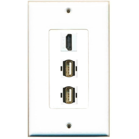 Ultra Spec Cables - 1 Port HDMI 2 Port USB A-A Decorative Wall Plate