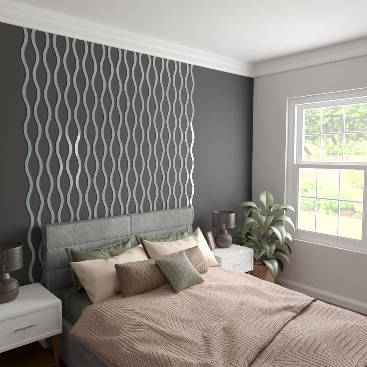 Ekena Millwork 47"H x 1/8"T Yukon Adjustable Acrylic Decorative Slat Wall Panel Kit, Grey (contains 42 Slats)