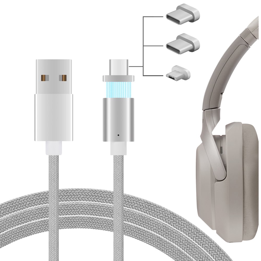 Geekria MagFit Charging Cable for Sony WH1000XM3, WH1000XM4, WHXB900N Headphones