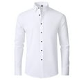 thumbnail image 1 of Mens Dress Shirts Slim Fit Long Sleeve Solid Button Down - Polyester Spandex Material, 4 Way Stretch, Wrinkle Resistant, 1 of 6
