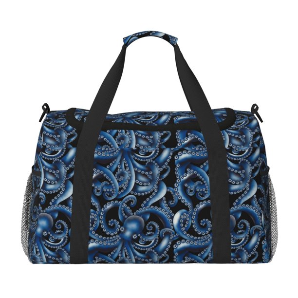 Fotbe Octopus Bolsa de Viaje con Estampado, Bolsa de Fin de Semana para Mujer con Compartimento para Zapatos, Bolsa de Gimnasio con Bolsillo Húmedo