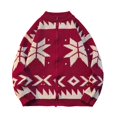 thumbnail image 2 of Nmnitkp Mens Sweater Comfortable Knitted Sweater Casual Loose Elastic Cardigan Christmas Zipper Long Sleeve Stand-up Collar Sweater Red,M, 2 of 4