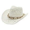 thumbnail image 3 of Women Men Summer Western Cowboy Hat Shapeable Straw Hat Hollowed Out Sun Hat Cover Hat Mens Swim Hat Mark Hat Sombrero Impermeable Women Summer Hats Women Sunhat Big Head Hats for Women Floppy Low, 3 of 3