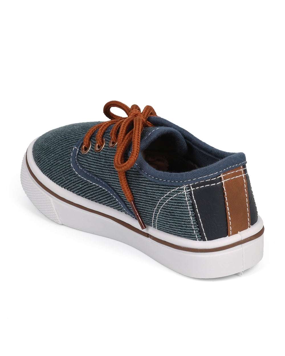 Black Toddler//Little Boy//Big Boy Size: Little Kid 12 Denim Mix Media Round Toe Classic Lace Up Sneaker DG56