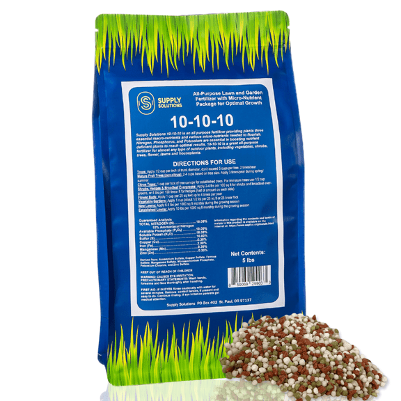 Supply Solutions 10-10-10 Complete Lawn & Garden Granular Fertilizer with Micronutrients – Balanced NPK Plant Food for Soil Health, Blooms & Roots – Safe for Vegetables, Fruits, Lawns (5lbs)