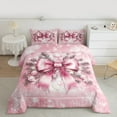 thumbnail image 3 of Manfei Girly Pink Bowknot Bedding Comforter Set for Teen, Princess Christmas Bow Twin Comforter Sets, Magic Snowflake Reversible Bedding Set, Ultra Soft Home Decor, 2 Pieces, 3 of 9