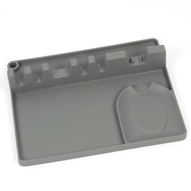 Soporte para cucharas, soporte para utensilios de silicona 2 en 1 con almohadilla de goteo para múltiples utensilios de cocina, soporte para cucharas para estufa, tamaño más grande, sin BPA,